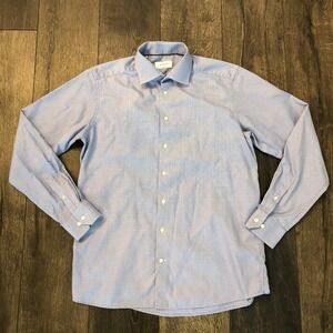 ETON Dress Shirt Men's Size 43 17 Geometric Print Blue White Contemporary Fit